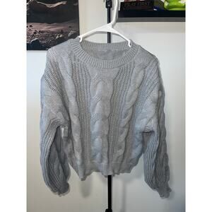 Grey Patterned Long Sleeve Women's Sweater/Top sz M